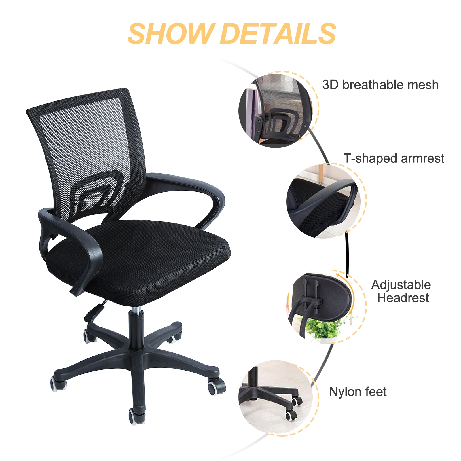 Zruodwans Home Office Chair Work Desk Chair Comfort Ergonomic Swivel