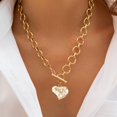 thumbnail image 2 of Chunky Heart Necklace for Women Non Tarnish Silver Beaded Necklace Dainty Layered Choker Trendy Toggle Necklace Titanium Stainless Steel Chain, 2 of 7