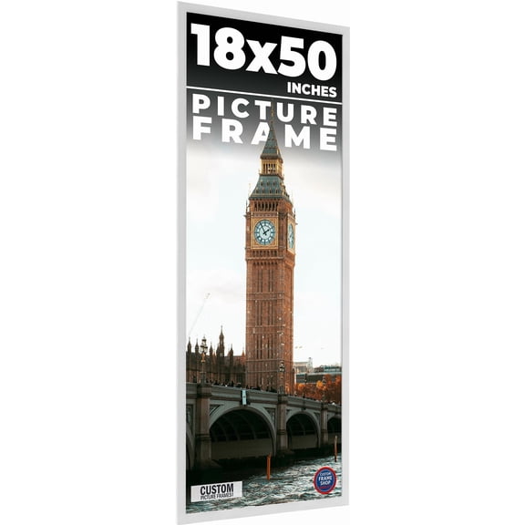 18x50 Frame White Solid Wood Picture Frame Includes UV Acrylic Shatter Guard Front, Acid Free Foam