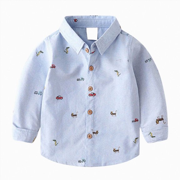 WXFAZCVU Boys Button Down Shirt Baby Fall Clothes Graphic T Shirts Versatile Daily Wear Size 1-2 Years