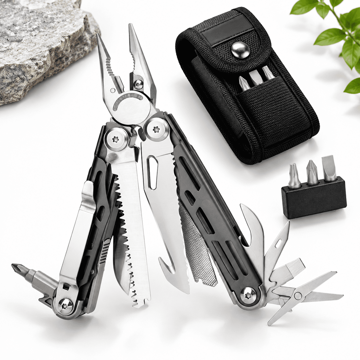 22-in-1 Titanium Plated Multitool Pliers with Self-Locking Mechanism