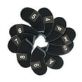 thumbnail image 1 of Paquete de 10 fundas protectoras para cabezas de hierro de golf, tallas 3, 4, 5, 6, 7, 8, 9, AW, SW y PW Negro, 1 of 9