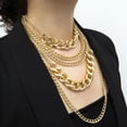 thumbnail image 1 of AYYUFE Punk Women Multi-layer Curb Chain Statement Necklace Rock Hip-hop, 1 of 8