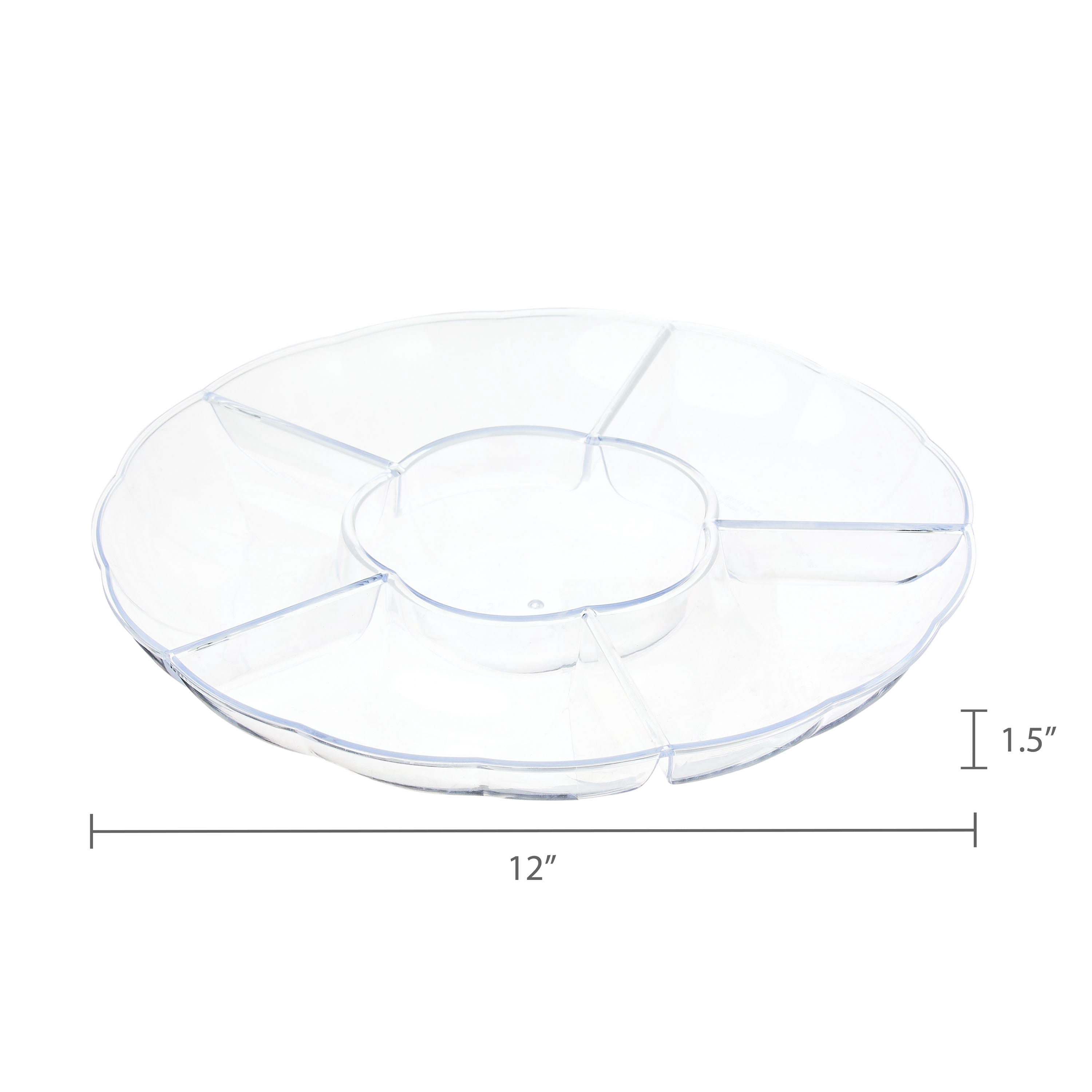 (2 pack) Clear Round Compartment Tray, 12", by Way To Celebrate