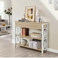 thumbnail image 2 of LINJH Console Table with Drawer, Entryway Table with 3 Tier Storage Shelves, Narrow Long Sofa Table for Entryway, Living Room, Hallway, Couch, Kitchen, Metal Frame，Light Oak, 2 of 19