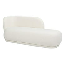 Maklaine 75" Modern Rounded Chaise Lounge Ivory White Boucle