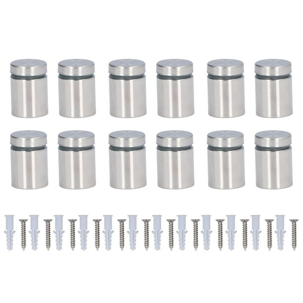 12Pcs Standoff Screw Stainless Steel Wall Sign Standoff 19x25mm Wall Mount  Advertising Fastener Set Kit Silver For Hanging Acrylic Picture Frame 