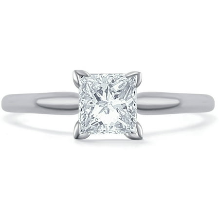 Certified Diamond Solitaire Ring - 1.25 Carat T.W. Princess White Diamond 14kt White Gold Solitaire Ring, IGL certified