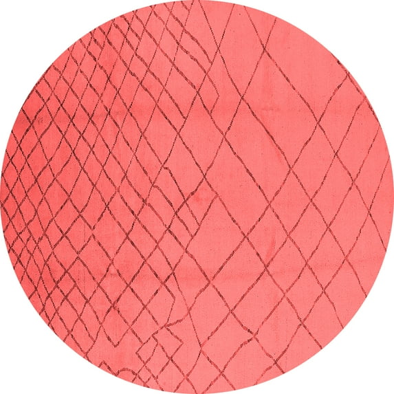 Ahgly Company Machine Washable Indoor Round Solid Red Modern Area Rugs, 3' Round