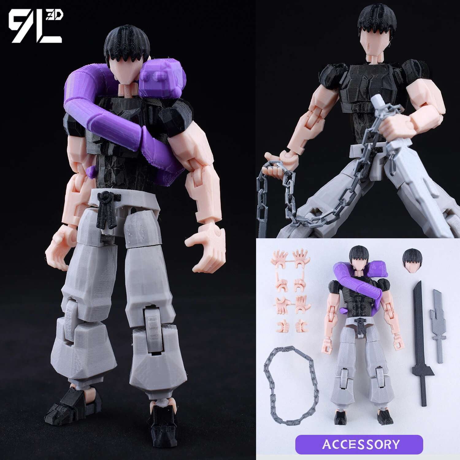 9L3D Anime Mahoraga Action Figure Lucky13 Dummy13 Movable Multi