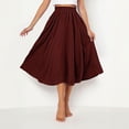 thumbnail image 5 of Ahabrexf Elastic Waist Skirts for Women Casual Flax A Line Ankle Skirt Solid Color Large Size, 5 of 9