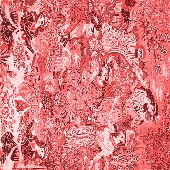 Ahgly Company Indoor Square Animal Red Traditional Area Rugs, 5' Square