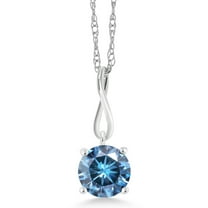Gem Stone King 10K White Gold Pendant Vivid Persian Blue Round 1.00cttw Moissanite