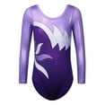 thumbnail image 1 of Girls Embroidery Gymnastics Leotard Long Sleeve Purple Ballet Dance Clothes, 1 of 5
