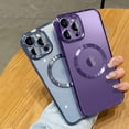 thumbnail image 3 of Compatible with iPhone 14 Pro Max Magnetic Clear Case,Luxury Plating Bling Transparent Shockproof MagSafe Case Full Camera Lens Protector for Women Girl Men-Purple, Elegant Purple, 3 of 6