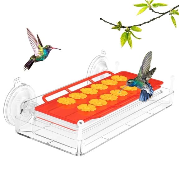 Naipo Bird Feeders for Outdoors Hanging with Ant Moat, Suction Cup Humming Bird Feeder with 12-Port, Leak-Proof, 14OZ