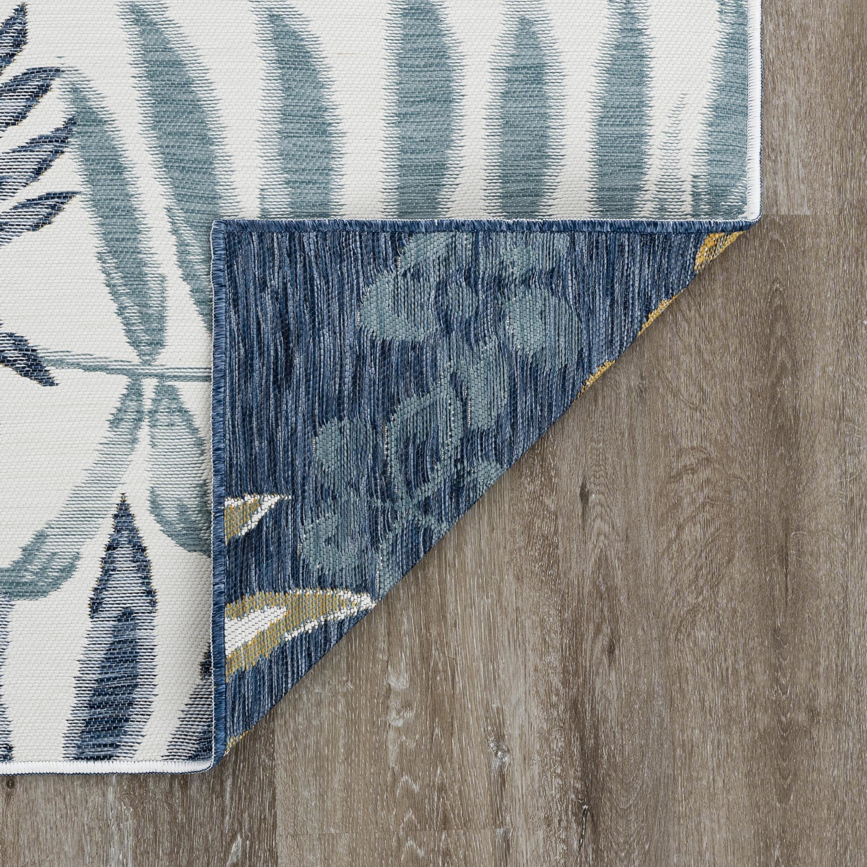 8x10 Water Resistant, Large Indoor Outdoor Rugs for Patios, Front Door Entry, Entryway, Deck, Porch, Balcony | Outside Area Rug for Patio | Navy, Floral | Size: 7'11'' x 10'3''