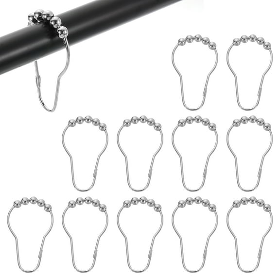 12Pcs Shower Curtain Hooks, Metal Roller Balls Glide Shower Rings, Matte Nickel