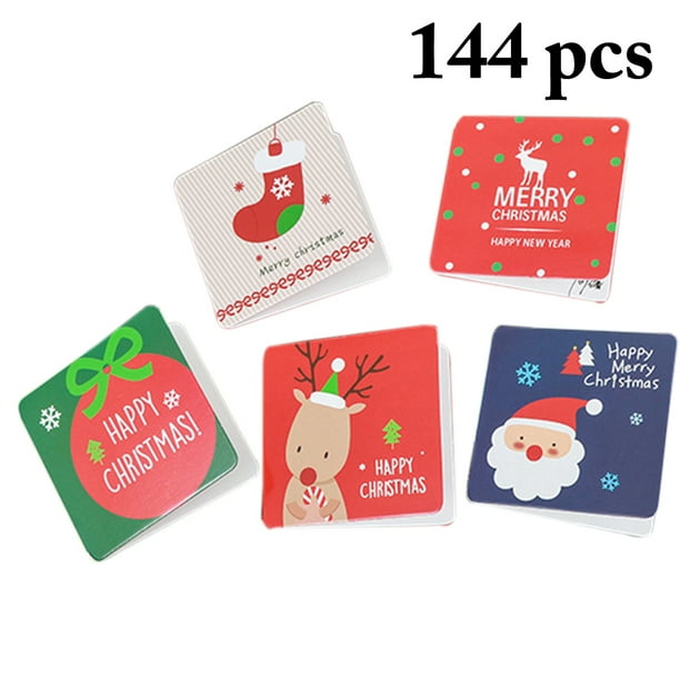144PCS Cartes de Noël Belles Mini Cartes de Voeux Cartes de Vacances avec Enveloppes