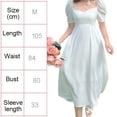 thumbnail image 2 of Womens Square Neck Dress Long Puff Sleeve A-Line Casual Short Mini Dress, 2 of 7