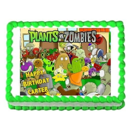 PLANTS VS. ZOMBIES edible party cake topper decoration frosting