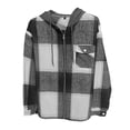 thumbnail image 5 of Flannel Hoodie for Men Dqueduo Men's Flannel Plaid Hooded Long Sleeve Button Front Casual Shirt Jacket, Multiple Styles Black XL, 5 of 6
