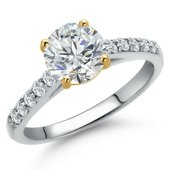 Gem Stone King 10K Two Tone Gold IGI Certified Lab Grown Diamond Engagement Ring for Women | 1.70 Cttw | Center Diamond Oval Cut 1.5 Ct | E-F Color | VS1-VS2 Clarity | Size 8