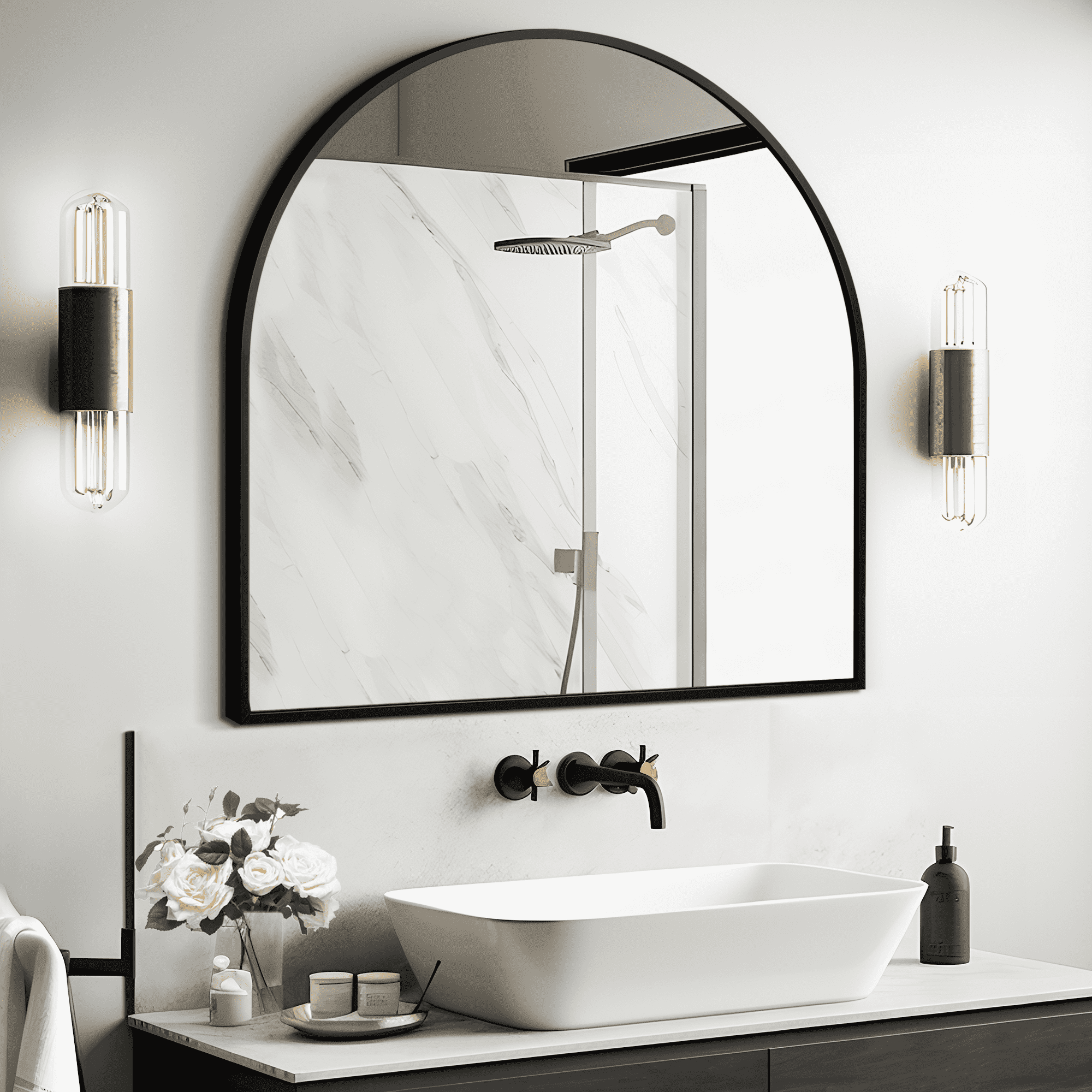 MAYEERTY 30x27 Wall Mounted Vanity Mirror Modern Bathroom Vanity Mirror for Bedroom