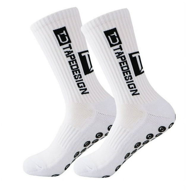 Calcetines deportivos antideslizantes para hombres y mujeres, calcetines antideslizantes para personas mayores, calcetines de entrenamiento con agarre para fútbol, baloncesto, gimnasio, yoga, blanco