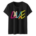 thumbnail image 5 of TSADFHJI Hauts pour Femmes Manches 3/4 Décontracté Simple Couleur Unie Col Rond T-Shirt Manches Courtes Impression Drôle T-Shirt Manches Courtes Top S Noir, 5 of 5
