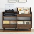 thumbnail image 4 of Crosley Furniture Liam 2-Piece Wood Record Player Stand And Storage Set - Walnut, 4 of 11