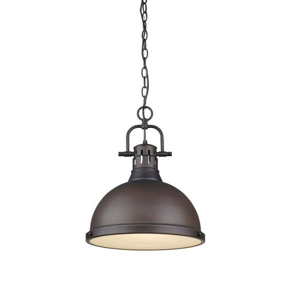 1 Light Chain Pendant in Classic Style 16.88 inches High By 14 inches Wide-Rubbed Bronze Finish-Rubbed Bronze Shade Color Bailey Street Home