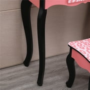 Ktaxon Kids Wooden Vanity Table and Stool Set with 3 Mirrors, Princess Makeup Dressing Table,Childrens Furniture