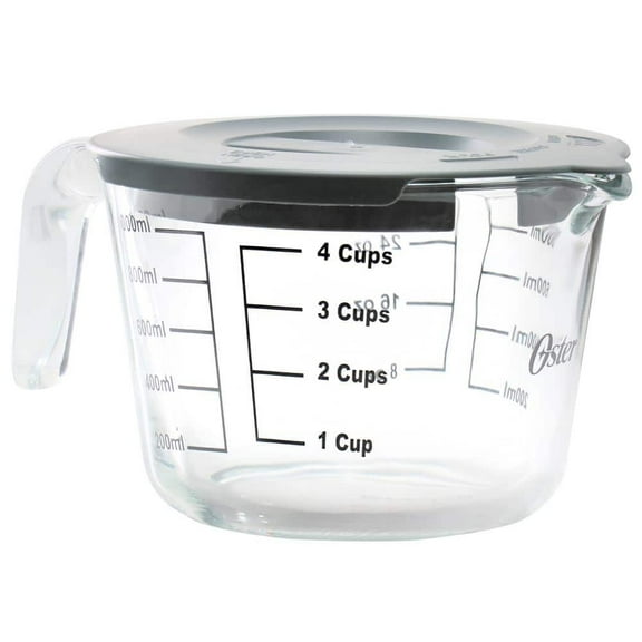 Oster Coolidge 4-Cup Clear Glass Measuring Cup with Snap on Lid