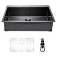 thumbnail image 1 of 25" Kitchen Sink Top Mount Single Bowl Drop-In Basin Stainless Steel Black, 1 of 9