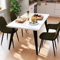 thumbnail image 3 of Homy Casa 63 inch Modern Dining Set, Dining Table with 4 Chairs, Beige Fabric, 3 of 10