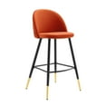 thumbnail image 3 of Modway Cordial Performance Velvet Bar Stools - Set of 2 in Orange, 3 of 10