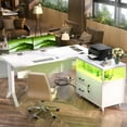 Homieasy L Shaped Desk with File 55 Inch LShaped Office Desk