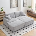 thumbnail image 2 of JERFIT Modern Corduroy 3-Seater Sofa with Storage, 4 Pillows, Cloud-Like Comfort for Living Room & Office, Gray, 2 of 8