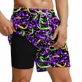 thumbnail image 1 of Ceisia Men's Relaxed Fit Mardi Gras Streamer Swim Trunks | Double-Layer Quick-Dry Beach Shorts | Elastic Waist Party Shorts Gift, 1 of 5