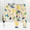 thumbnail image 2 of Byoo Dinosaur Print Little Boy Nightwear Outfit Long Sleeved O-Neck Shirt Trousers Outfit Holiday Soft Kids Homewear Set, 2 of 4