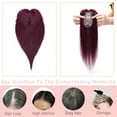 thumbnail image 6 of MY-LADY 100% Remy Human Hair Women Topper Hair Toppers Silk Base Hair Pieces Clip In Hair Topper with 3D Air Bangs 17 Colors 16inch #99J Wine red, 6 of 8