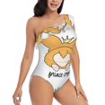 thumbnail image 3 of Easygdp Prince Corgi Dog Women's One Shoulder Ruffle Monokini Bathing Suits with Removable Chest Pad, Quick Drying - XX-Large, 3 of 8
