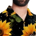 thumbnail image 5 of Crocodile Starry Sky Sunflower Men's Short Sleeve Casual Printed Button Down Beach Shirt - Summer Hawaiian Top, 5 of 6