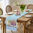 thumbnail image 4 of Easter Table Runner 72 Inches Long for Kitchen Dining, Gnomes Colorful Dots Eggs Truck Flowers Blue Plaid Dresser Scarf Farmhouse, Dining Table Decorations for Wedding/Parties, 13 x 72 In, 4 of 8