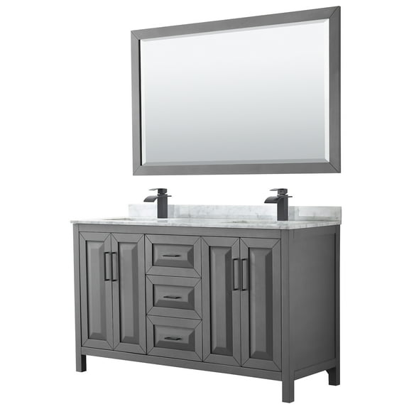 Wyndham Collection Wcv252560dunsm58 Daria 60" Free Standing Double Vanity Set - Dark Gray