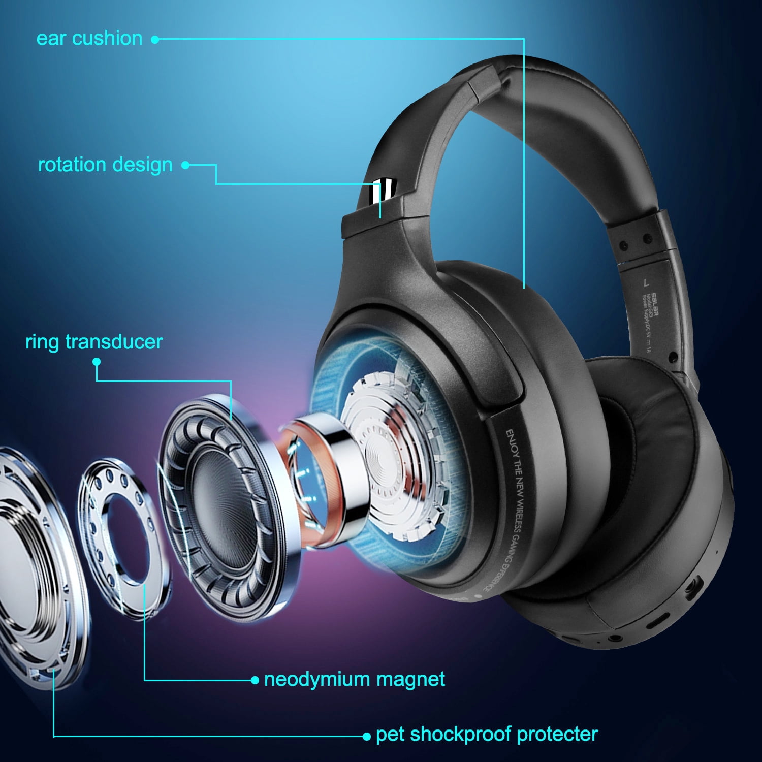 Wireless Gaming Headset,2.4G/Bluetooth Gaming Headphones w/Detachable Noise Cancelling Mic,Stereo Surround RGB Noise Cancelling Over Ear Headphones,3.5mm Wired for PS4 PS5 Xbox PC,Black,FCC Approved