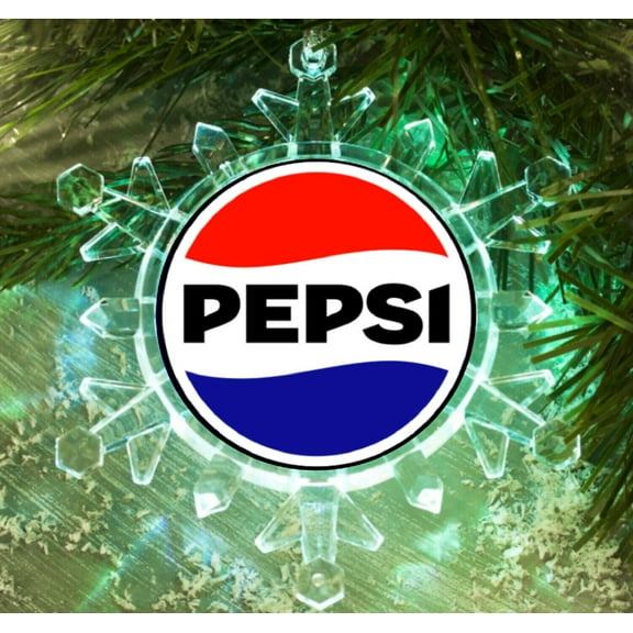 Pepsi Cola NEW 2023 logo Snowflake Tri-Color Light-Up Blinks Holiday Christmas Tree Ornament