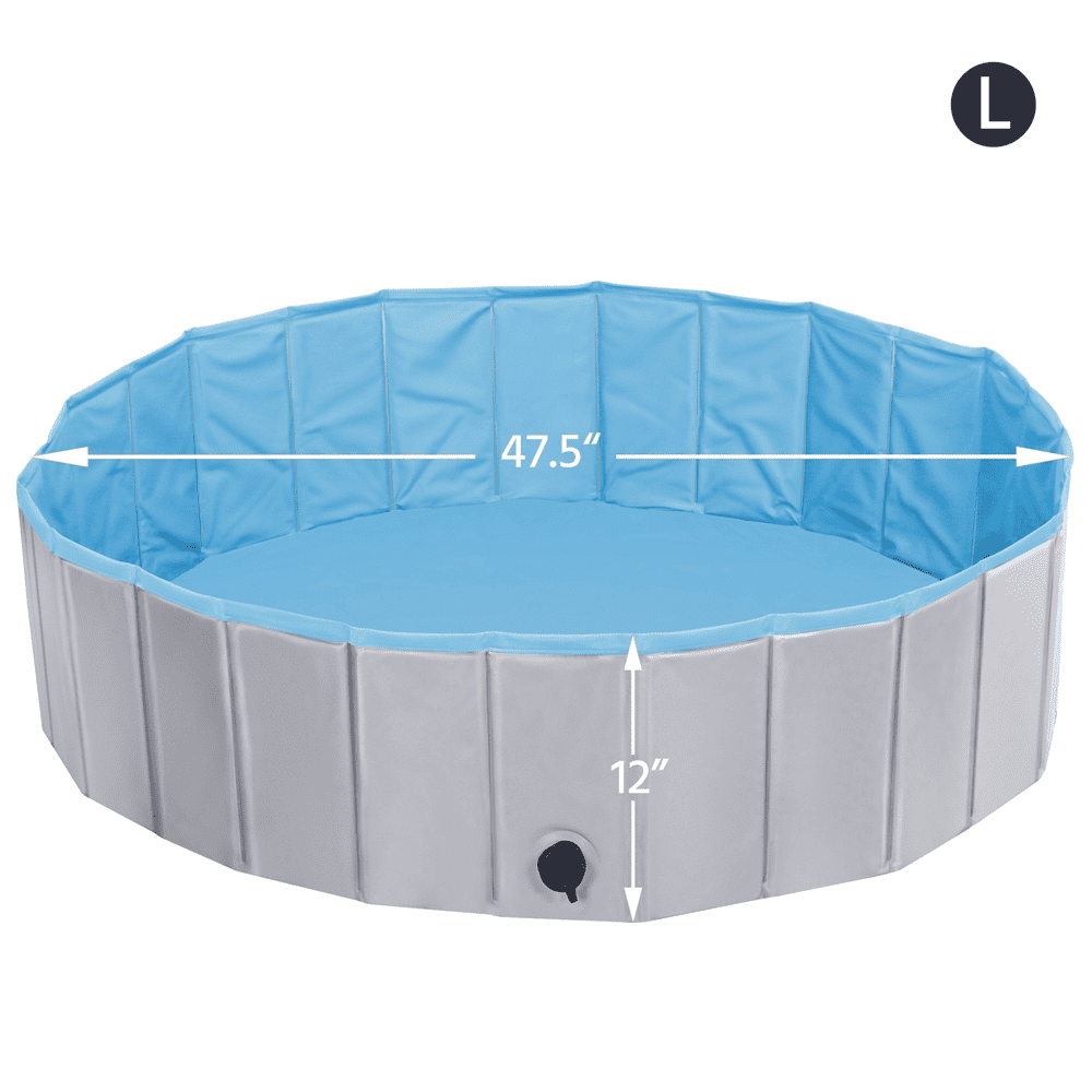 Alden Design Foldable Pet Swimming Pool Wash Tub for Cats and Dogs, Blue, Large, 47.2