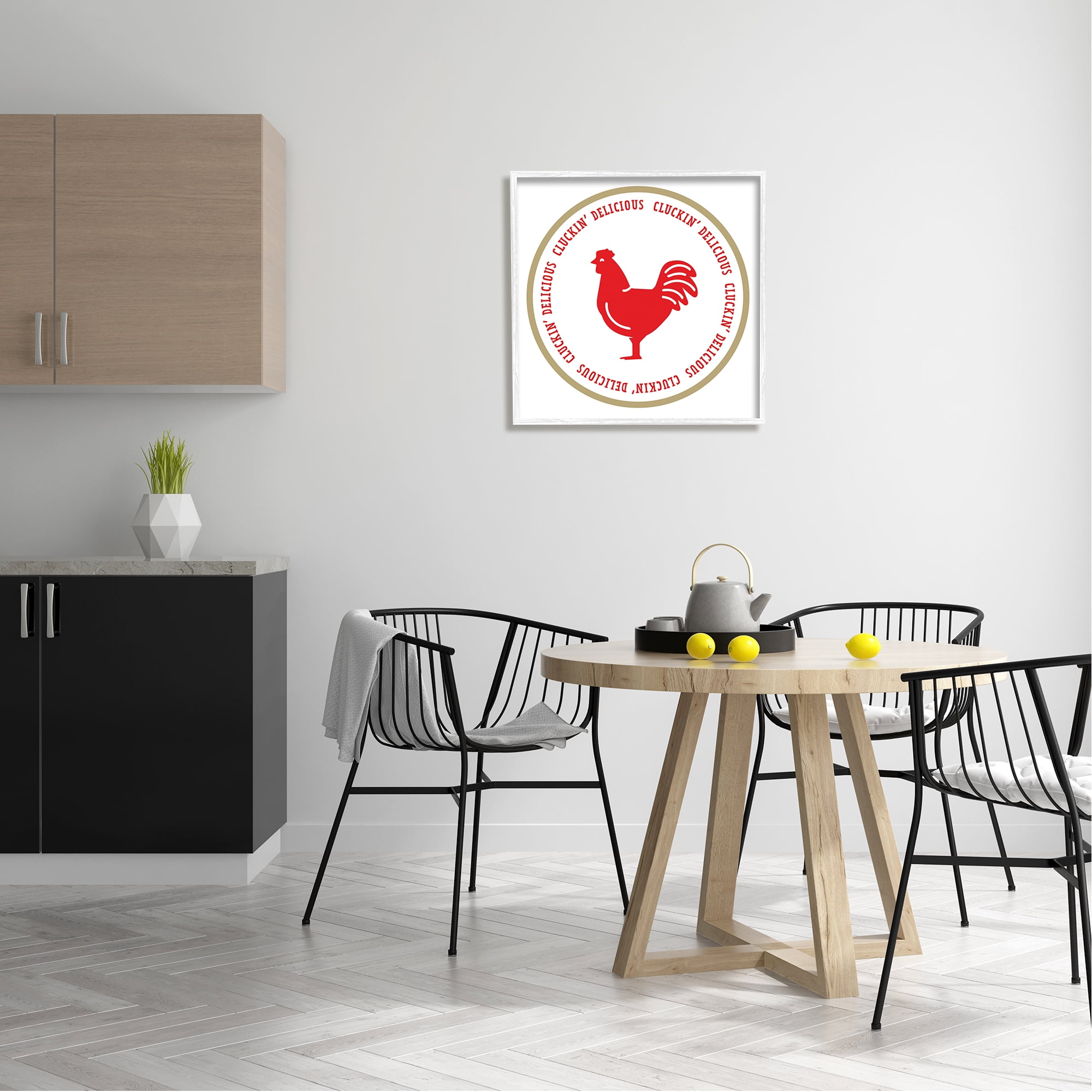 Stupell Industries Cluckin' Delicious Phrase Animals & Insects Painting White Framed Art Print Wall Art, 24 x 24